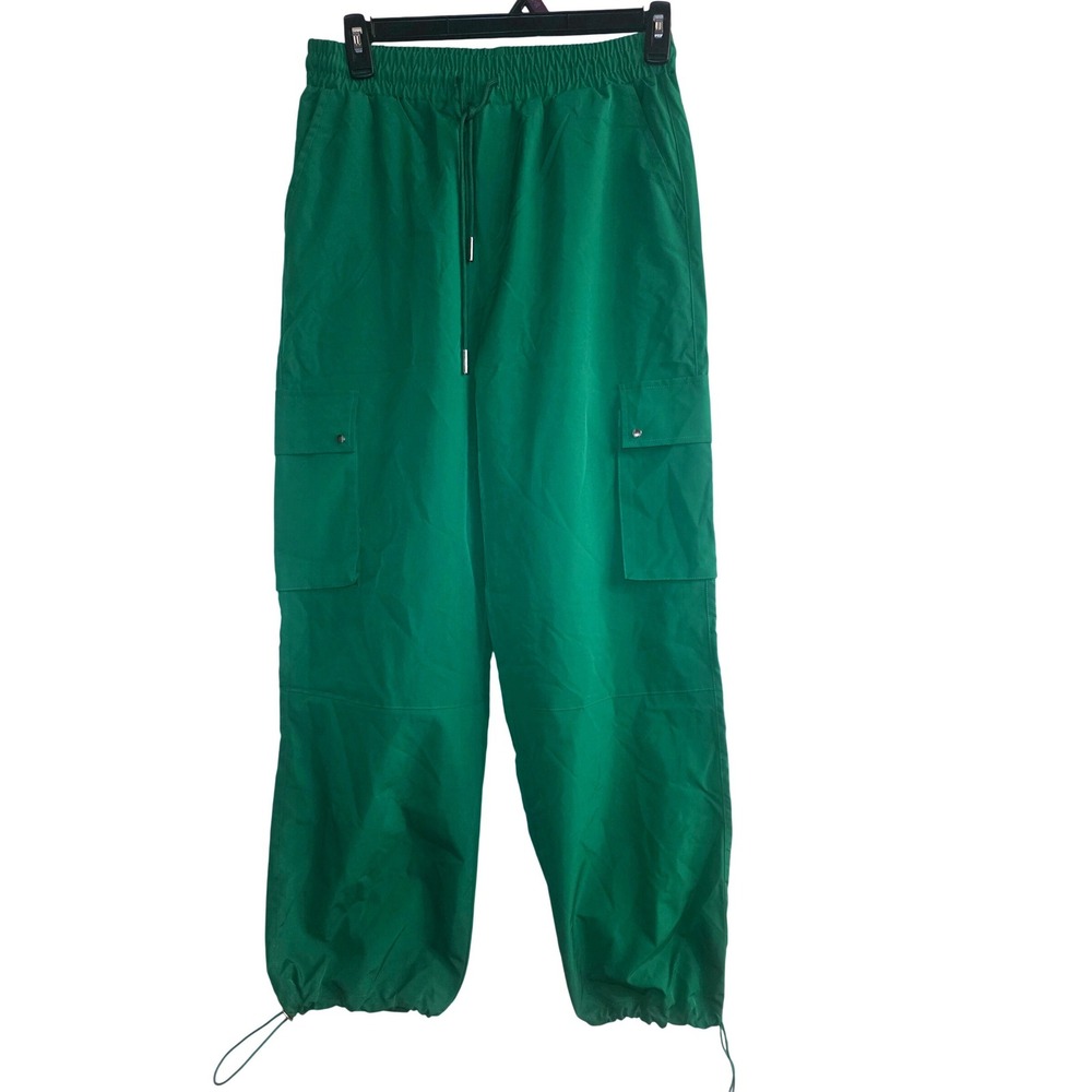 Love Poem By Block‎ Parachute Pants Women's Size LARGE Green Cargo Pockets